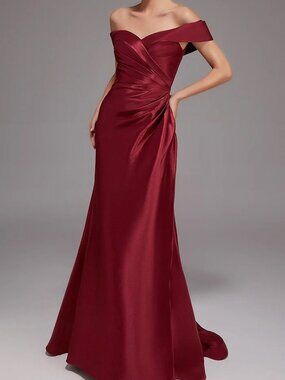 NWT Alyce Paris 27857 Off-Shoulder Mother of the Bride Dress Burgundy size 10